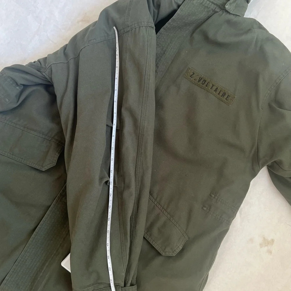 NWT Zadig & Voltaire Khaki Green Parka Coat Faux Shearling Lined Size Medium M - Picture 10 of 14